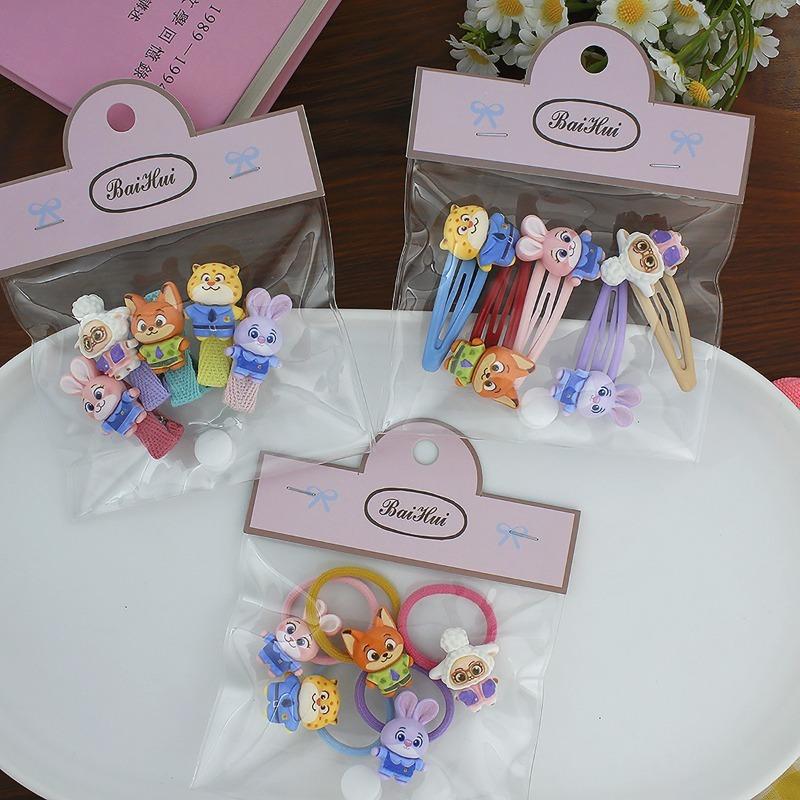 Disney Hairpin Zootopia Cute Girl Cartoon Creative Rubber Band BB Clip Children Student Gift Hair Decoration