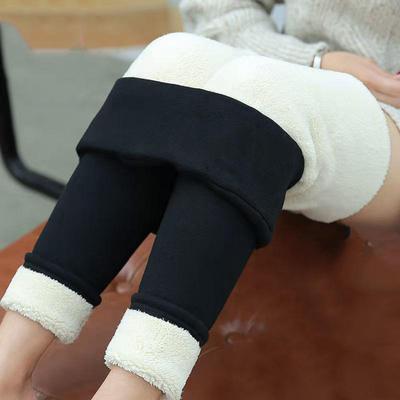 Women's Leggings for Outer Wear, Plush and Thickened Skinny Pants, High Waist Elastic Cotton Pants