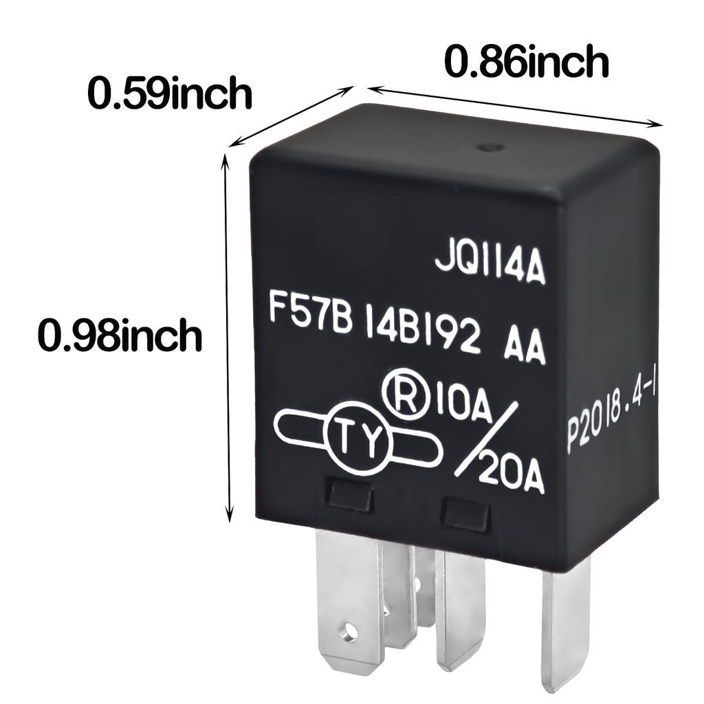 F57B14B192AA Auto Relay (Set of 4) - 10A/20A 12VDC 5 Pin SPDT OEM Replacement