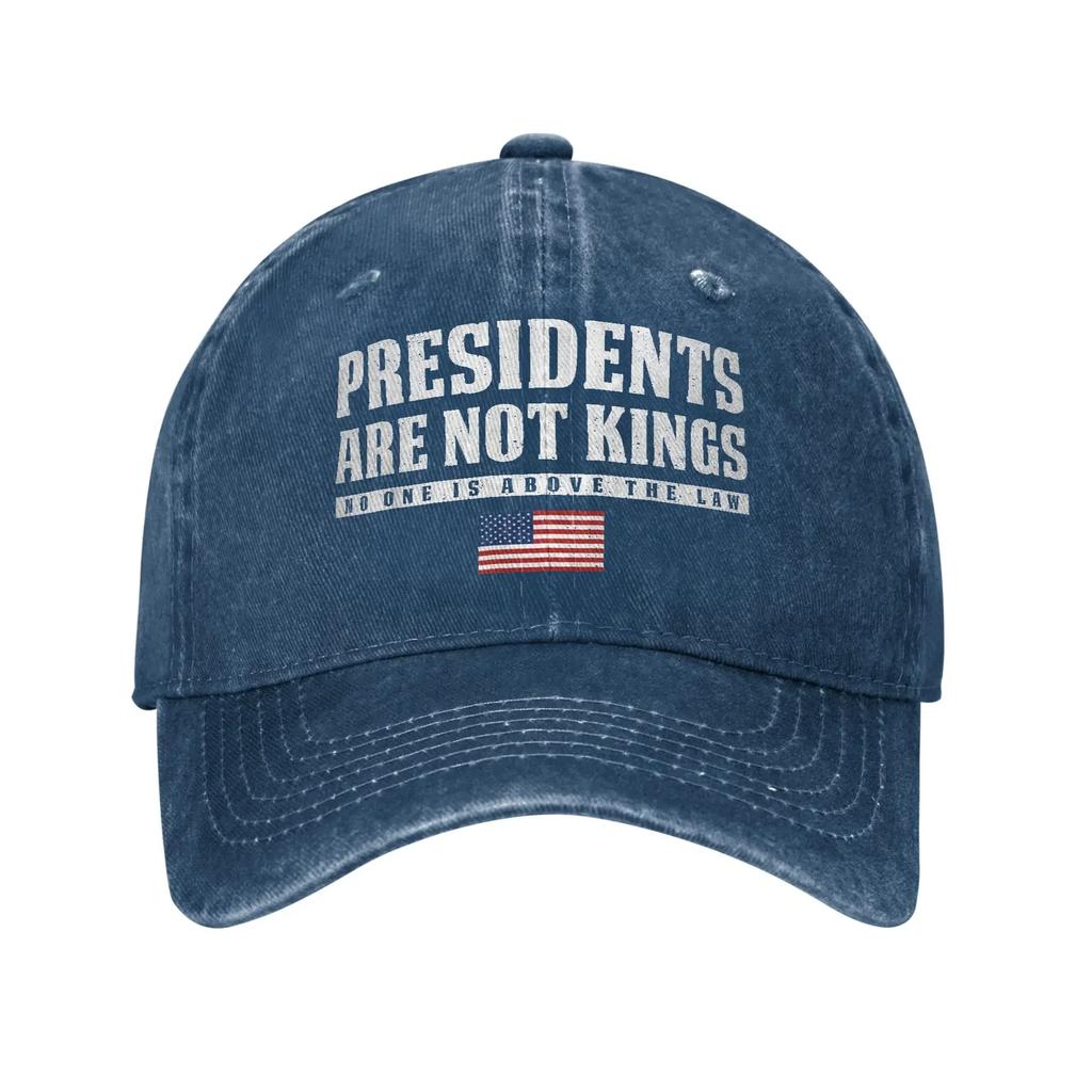 Presidents Are Not Kings USA Flag Unisex Baseball Cap No Kings In America Distressed Denim Washed Hats Cap Outdoor Soft Headwear