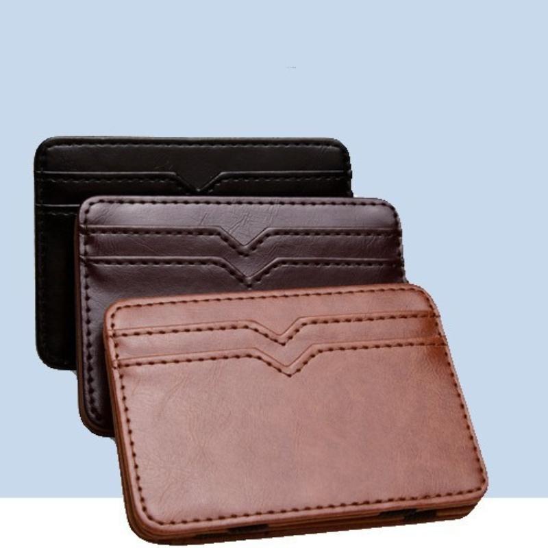 Portefeuille Fin en Cuir à 8 Fentes Porte-Cartes de Crédit et d'Identité Porte-Monnaie Étui Housse Sacs pour Hommes Femmes Hommes Mode Pochette Affaires