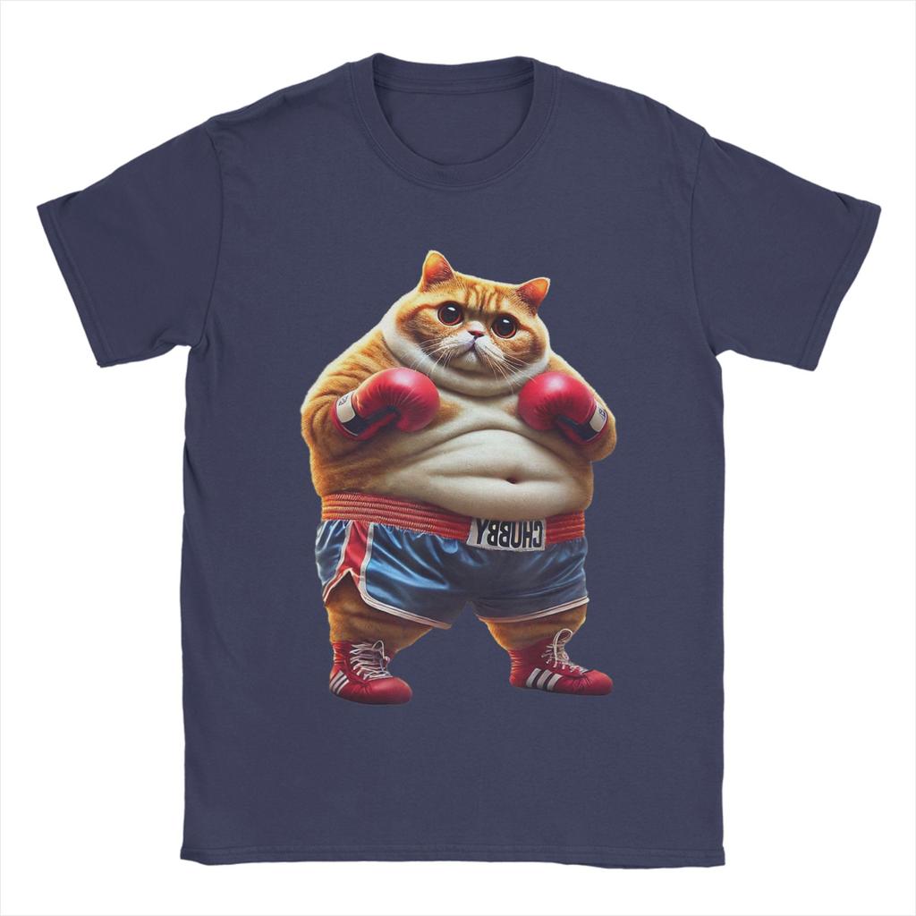 Funny Boxing Gym Workout Cat with Boxing Gloves Anime Meme T-Shirt Beach T-Shirts Unisex Round Neck Tees Short-Sleeved Tshirt