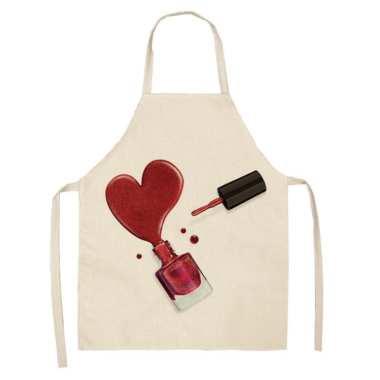 Fashion Makeup Apron Lipstick Nail Polish Print, Kitchen Cooking Bib, Multiple Sizes Available