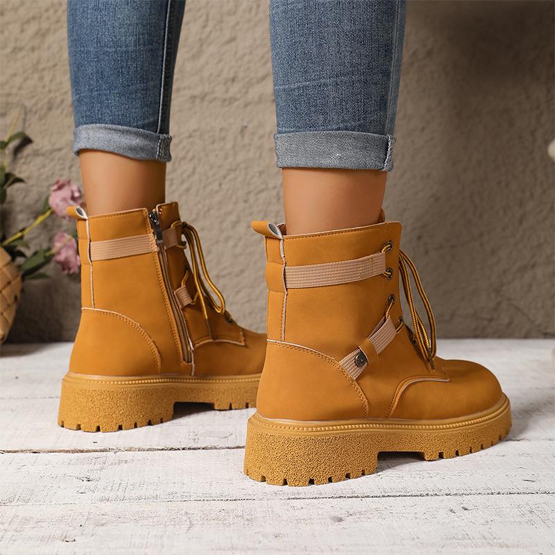 Flats Women Ankle Designer Lace Up Leather Winter Fashion Chelsea Boots New Sport Snow Short Mujer Zapatillas