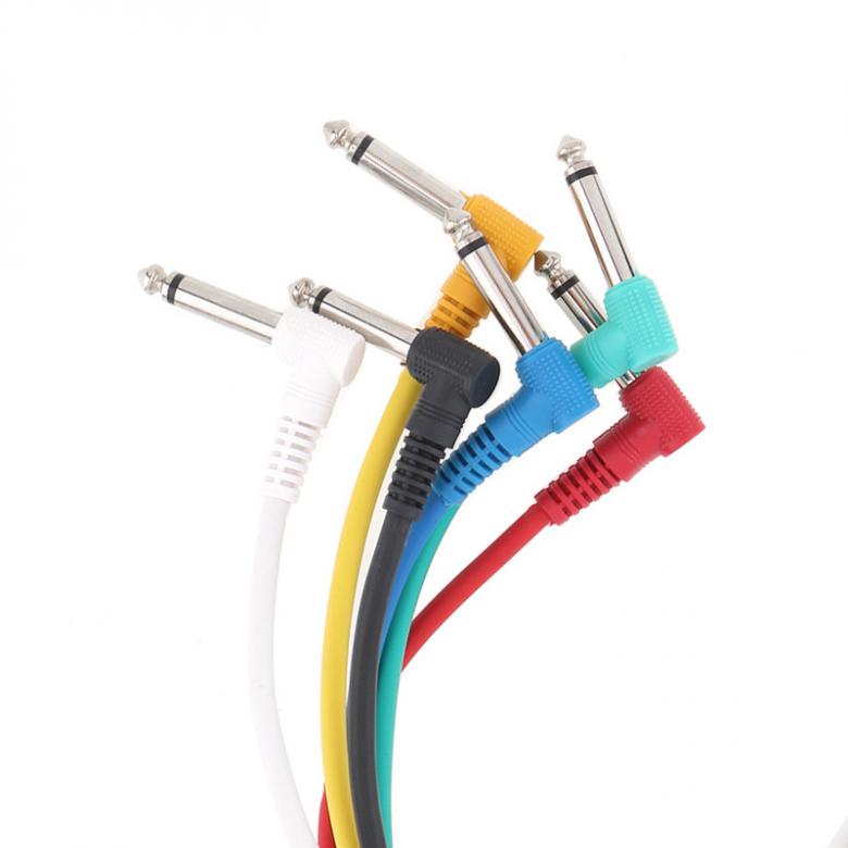 6 adet/grup 22 cm Renkli Ses Kablosu Açılı Fiş 6.35mm Gitar Pedalı Etkisi için Yama Hatları Açar