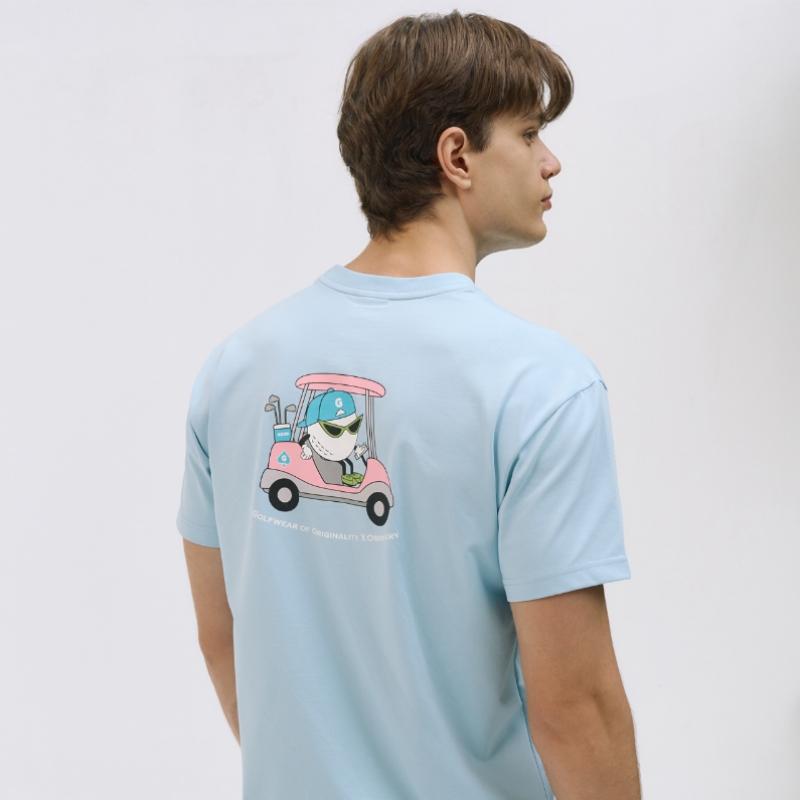 Goxo Men S STreTch Round T ShirT Sky Blue Swag carT
