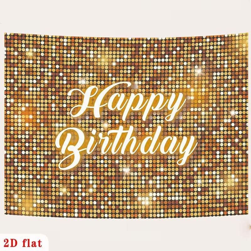 2D Sparkle Gold Happy Birthday Backdrop Adult Birthday Photoshoot Banner