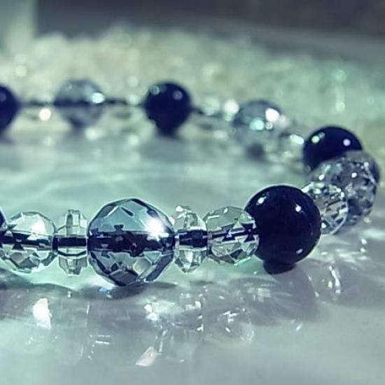 

Lucky Starry Sky Lapis Lazuli Cosmo Aura Natural Crystal Good Luck Power Stone Bracelet Sparkling Blue Starry Sky Organdy Pouch 22 C61 [Cat s Dream] синій
