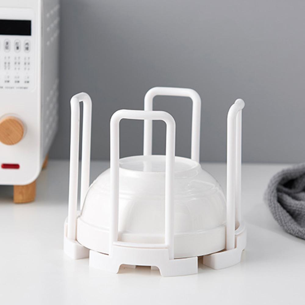 ABS, PP Retractable Bowl Rack White Multifunctional Draining Bowl Rack Space Saving Reusable Adjustable Plate Holders