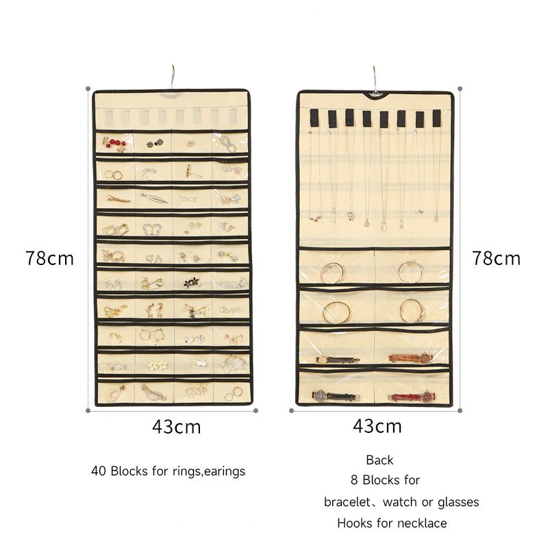Hängender Schmuck-Organizer mit Aufhänger, Metallhaken, ein-/doppelseitiger Schmuckhalter für Ohrringe, Halsketten, Ringe am Schrank, an der Wand, an der Tür