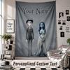 Custom Tapestry Wall Hanging, Corpse Bride Emily Victor Personalized Name Text Home Wall Decor