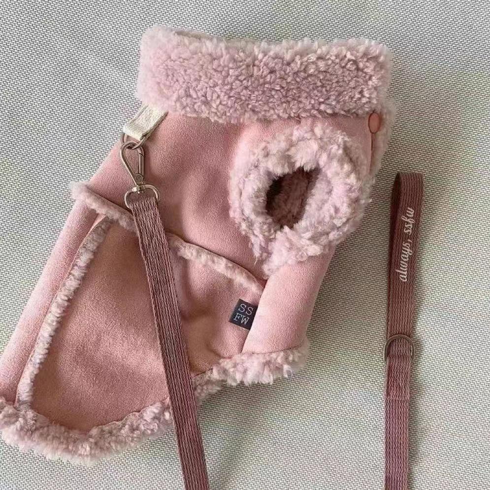 Traction Velvet Dog Clothes Winter Pet Teddy Puppy Small Dog Bigbear Pomeranian Cat Clothes Autumn And Winter