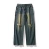 Jeans strappati stile retrò americano da uomo, nuovi per la primavera, larghi, a gamba larga, pantaloni casual