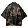 Osseoca Haori Cardigan Men Seven-Quarter Sleeve Shirt Japanese Pattern Top Style Open-Collar Parka Cut-and-Sew Yukata Coat Bon Odori Fireworks Summer