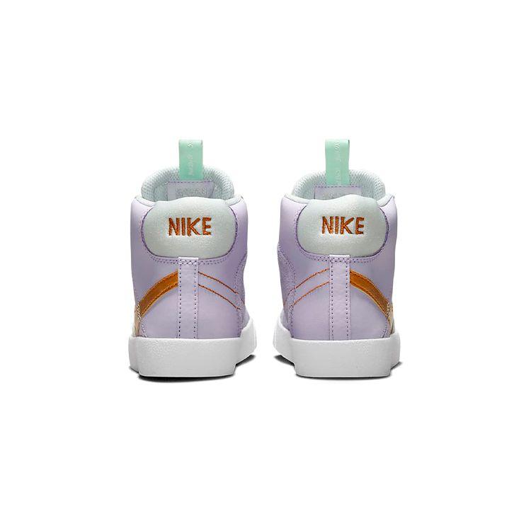 Nike Blazer D Leather Round Toe Lace-Up Shock Absorbing Durable Mid-Top Sneakers Kids Sneakers Purple DQ6085-500