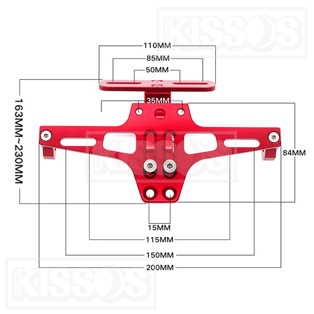 Universal Motorcycle License Plate Stay Holder with Adjustable Angle and LED Light, Custom Part (Iron)