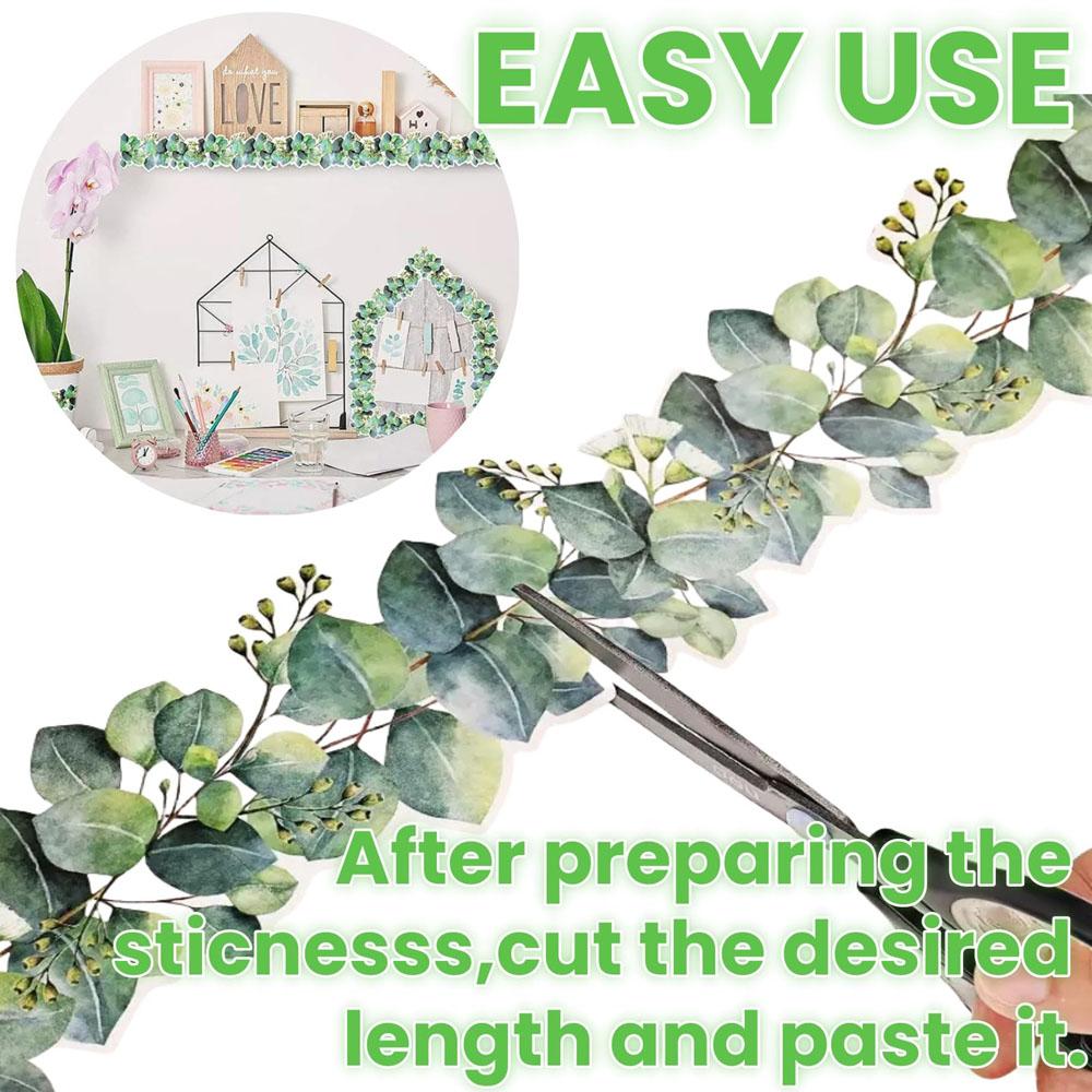 1 Roll Eucalyptus Border Bulletin Board, 5m Bulletin Board Border for Classroom Bulletin Wall Decor