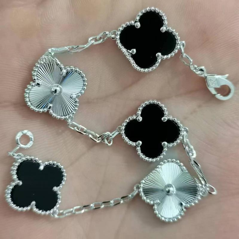 Exquisite Four-leaf Clover Bracelet for Women Five-flower Bracelet Double-sided Natural White Mother-of-pearl and Carnelian Bracelet