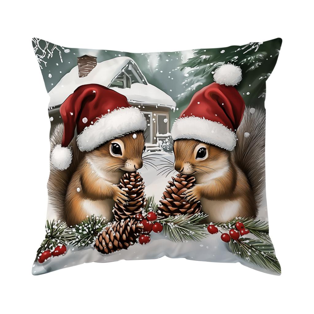 Cute Christmas Animals Pillowcase Bedroom Sofa Cushion Cover 100% Polyester Living Room Cushion Pillowcase Home Decor