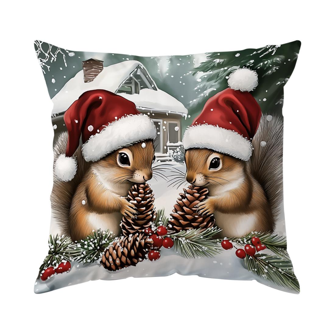 

Cute Christmas rabbit Cushions Pillowcase Polyester Cushion Cover Throw Pillow Sofa Decoration Pillowcover Home Decor 450*450mm