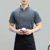 Uniforme da Chef Colletto alla Coreana Manica Corta Giacca da Chef Monopetto Bottoni Colore Unito Abbigliamento da Lavoro Abbigliamento Professionale da Chef