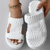 Women's Solid Color Braided Sandals, Slip On Soft Sole Platform Daily Shoes, Versatile Summer Comfy Slides Shoes