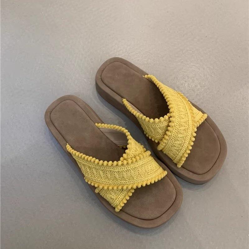 Platform Small Man Cool Slippers Summer 2025 French Gentle Fairy Vacation Cross Sandals Female