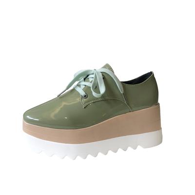 Nuove Scarpe Stringate con Plateau alla Moda Scarpe Casual da Donna in Pelle PU Aumento di Altezza 7 cm Scarpe da Donna Stile Britannico Décolleté da Donna