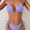 2026 European American Lace Trim Backless Tie-up Bikini
