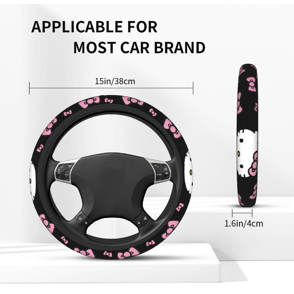 Kittys Cartoon Car Steering Wheel Cover 38cm Steering Wheel Protective Cover Auto Decoration Interior Accessories