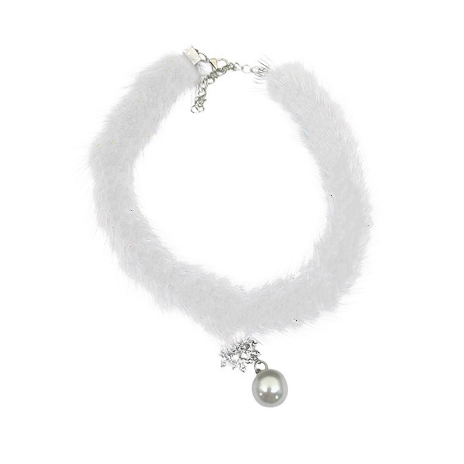 

Soft Plush Necklace Warm Fashion Accessory Suitable for Youthful Women Seeking Comfort and Style in Cold Weather белый
