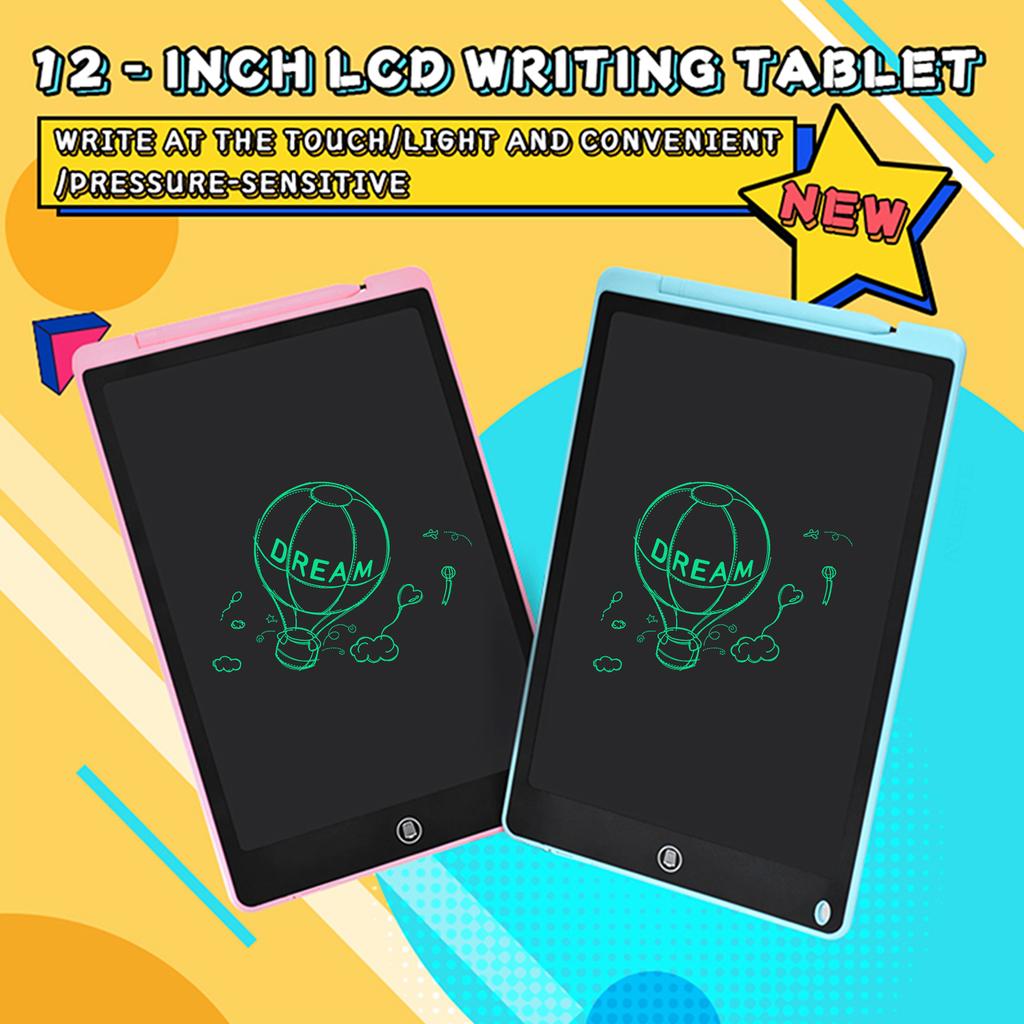 LCD Writing Tablet 12 Inch Monochrome Screen with Stylus Drawing Writing Taking Notes Leaving Messages for Toddlers Boys Girls Adults Black