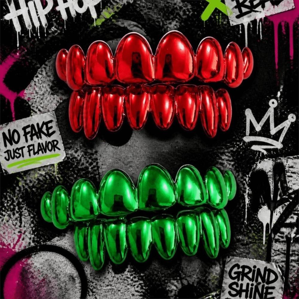 2pcs/set Anti Slip Teeth Grillz Top Bottom Set Eco-friendly Copper Teeth Jewelry Party