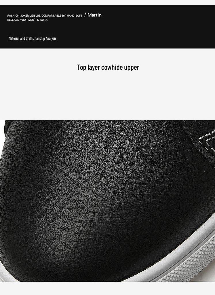 Men's Korean Style Velvet-Lined Mid-Top Leather Sneakers - Trendy Casual Cowhide Patchwork, Large Sizes Available.