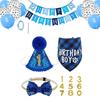 Pet Birthday Party Decoration Kit Dog Bandana Hat Banner Flag Number Set Includes Balloons Bow Tie Tape Suitable for Pet Celebrations
