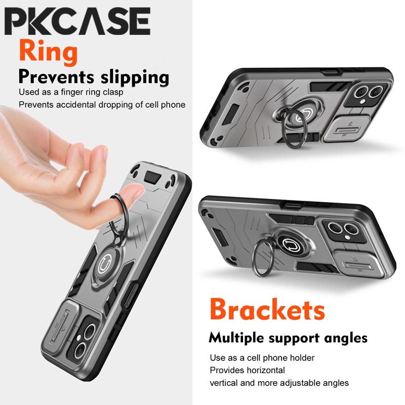 PKCASE Slide Push Window Case For Infinix Spark 30 Pro 20C 20 Go POP 9 8 Car Magnetic Stand Cover For Tecno Camon 30S Pova 5 Pro