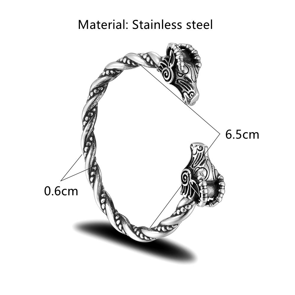 Nordische Dämon Ziege Drache Wolf Armreifen Herren Wikinger Runen Vintage Edelstahl Armreifen Amulett Armband Isländischer Schmuck