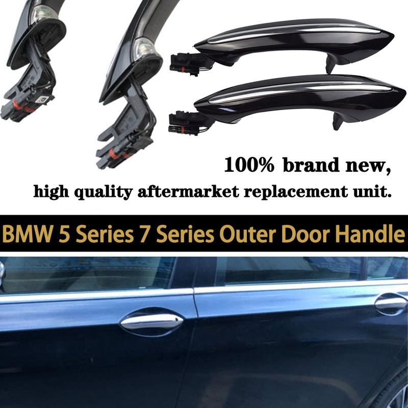 Nuovo Set Maniglie Porta Esterne Nere con Comfort Access per BMW Serie 5 7 F07 F10 F11 F06 F12 F13 F01 F02