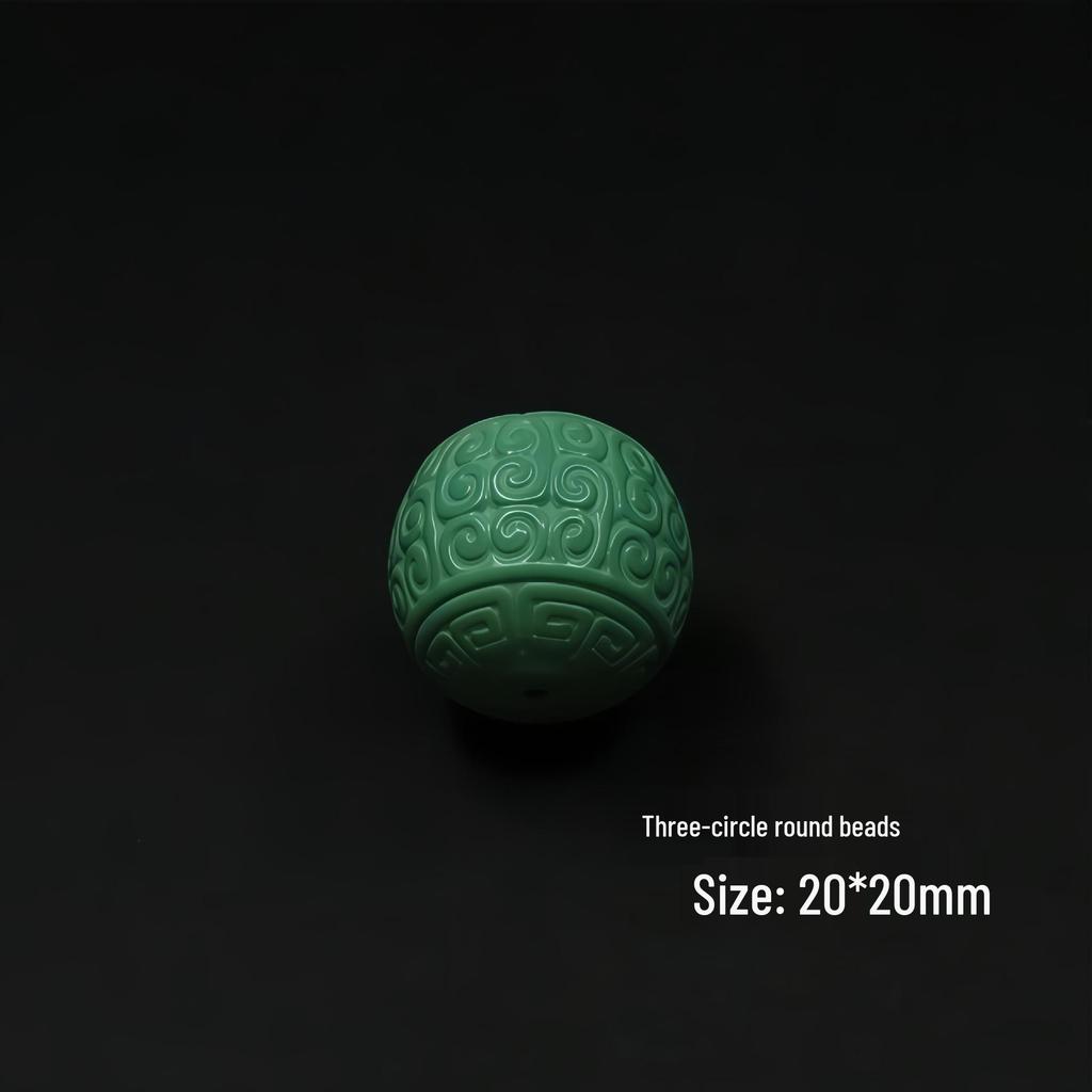 Magnesite Turquoise Buddhist Prayer Bracelet with Carved Dragon and Lotus Design