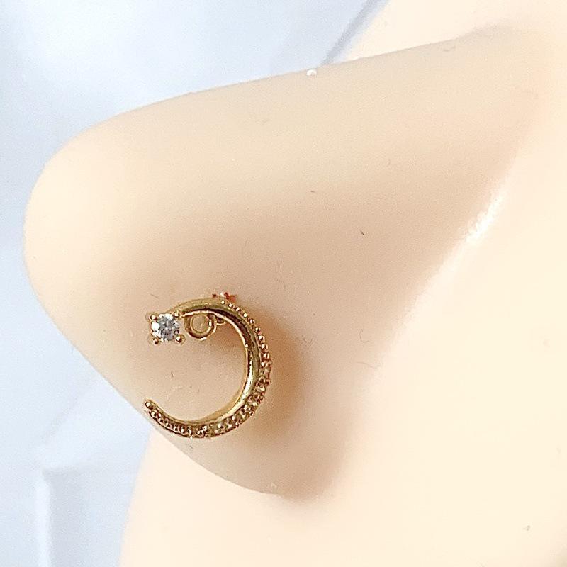 High-End Copper Moon & Flower Nose Ring - Women's Fresh Sweet Style