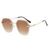 Ins Glasses Sunglasses Women'S Street Photography Frameless Trimmed Big Face Metal Sunglasses