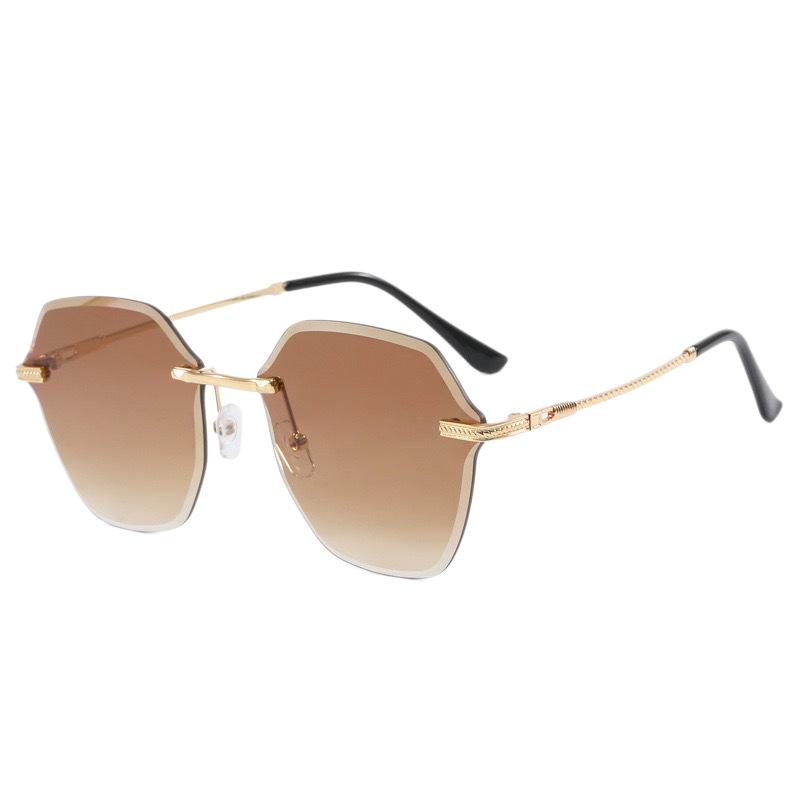 Ins Glasses Sunglasses Women'S Street Photography Frameless Trimmed Big Face Metal Sunglasses