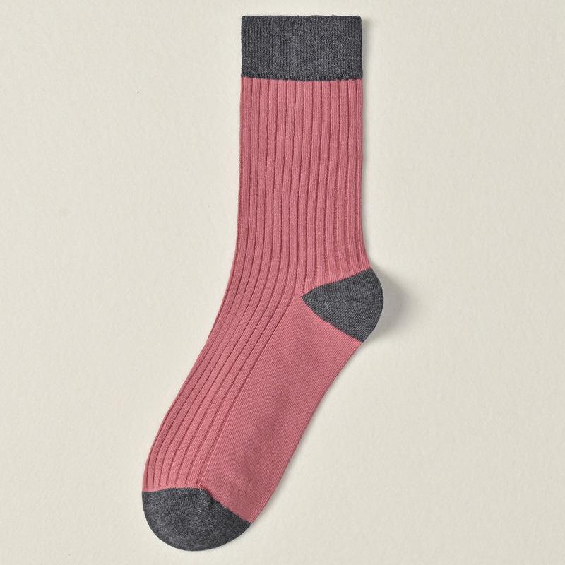 5 Pairs of Girls Retro Autumn New Cotton Match Color Sweat Absorption Deodorizing Tube Socks