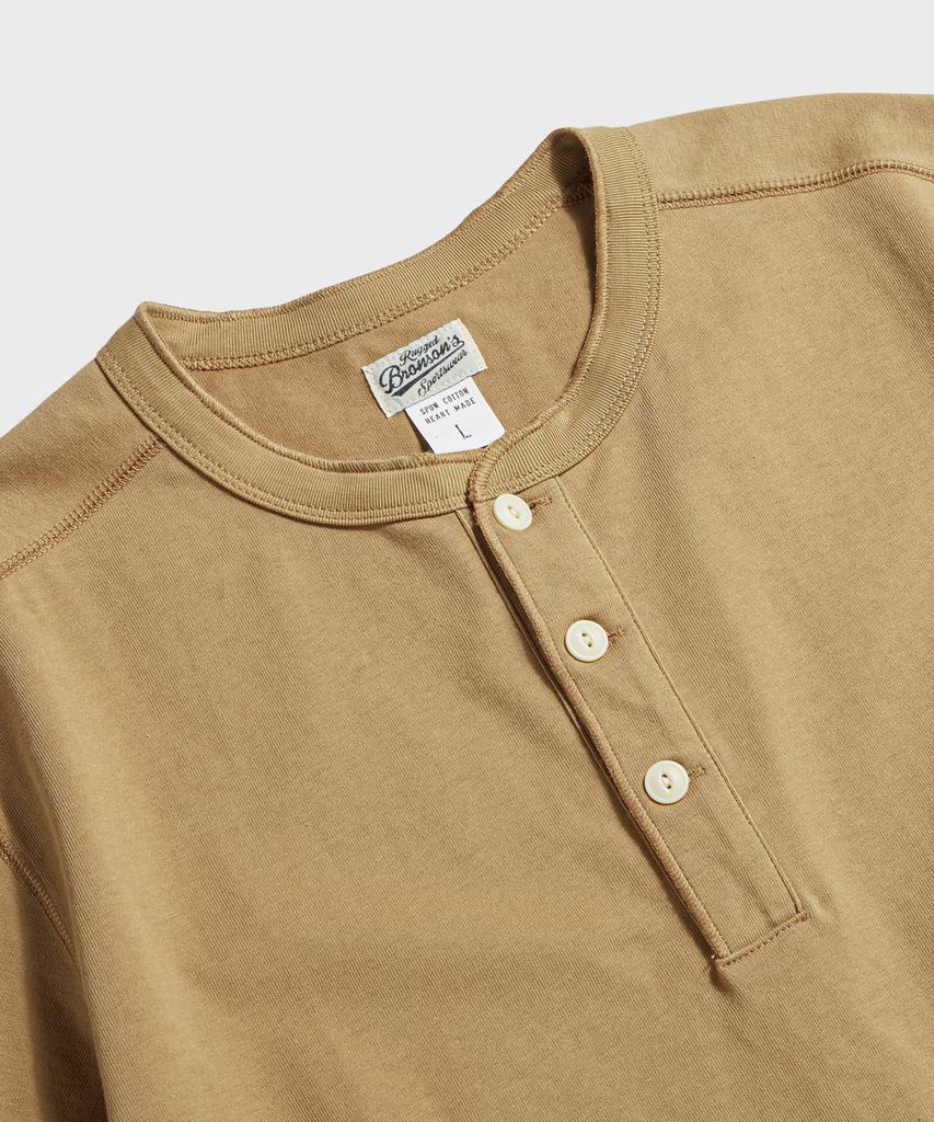Beulonseun 10.6 Oz Cotton Short Sleeve Henley Tee Camel