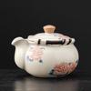 Elegant Ru Kiln Hibiscus Teapot Set: Includes Beige Side-Handle Pot, Lid, Bowl, Filter Screen, Tea Wash Pitcher, Gong Dao Bei for Gongfu Tea.