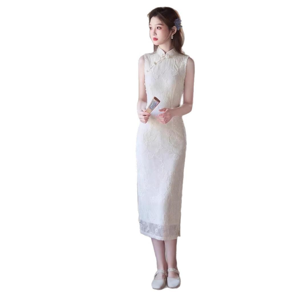 Sleeveless cheongsam 1011 new improved young women's summer new Chinese style dress plain and elegant retro daily