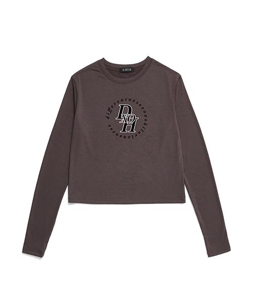 D.XO.H Circle Stack Logo Semi-Warmer Crop Top [ Dark Brown ]