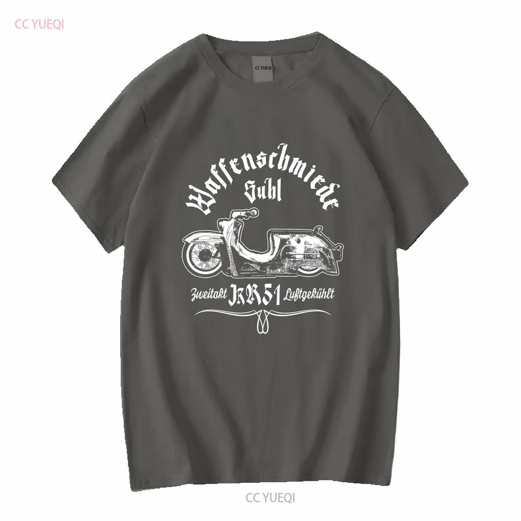 Büchsenmacher Suhl Schwalbe T-Shirt Braun KR51 Roller Moped Lustig Simson Star lang- oder kurzärmelig Vintage Gewaschene Mode Homme