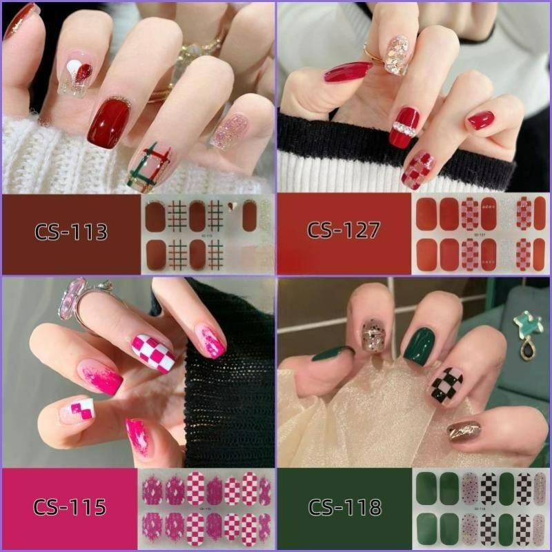 CS Waterproof No-Cure Gel Nail Wraps, Full Cover Contrast Color Tiger Head Pattern Nail Stickers, Nail Patch Films