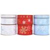 Christmas Polyester Ribbon Festive Decoration Snowflake Ribbon Seasonal Ribbon for Gift Wrapping and Tree Decoration